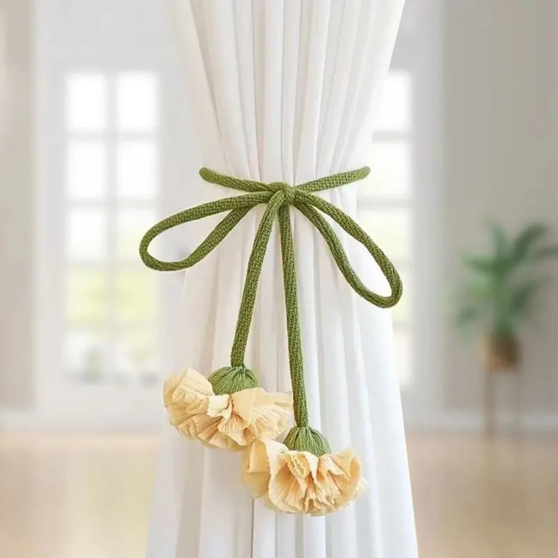Fashion Flower Shape Curtain Tieback Elastic Band Window Buckles Qme