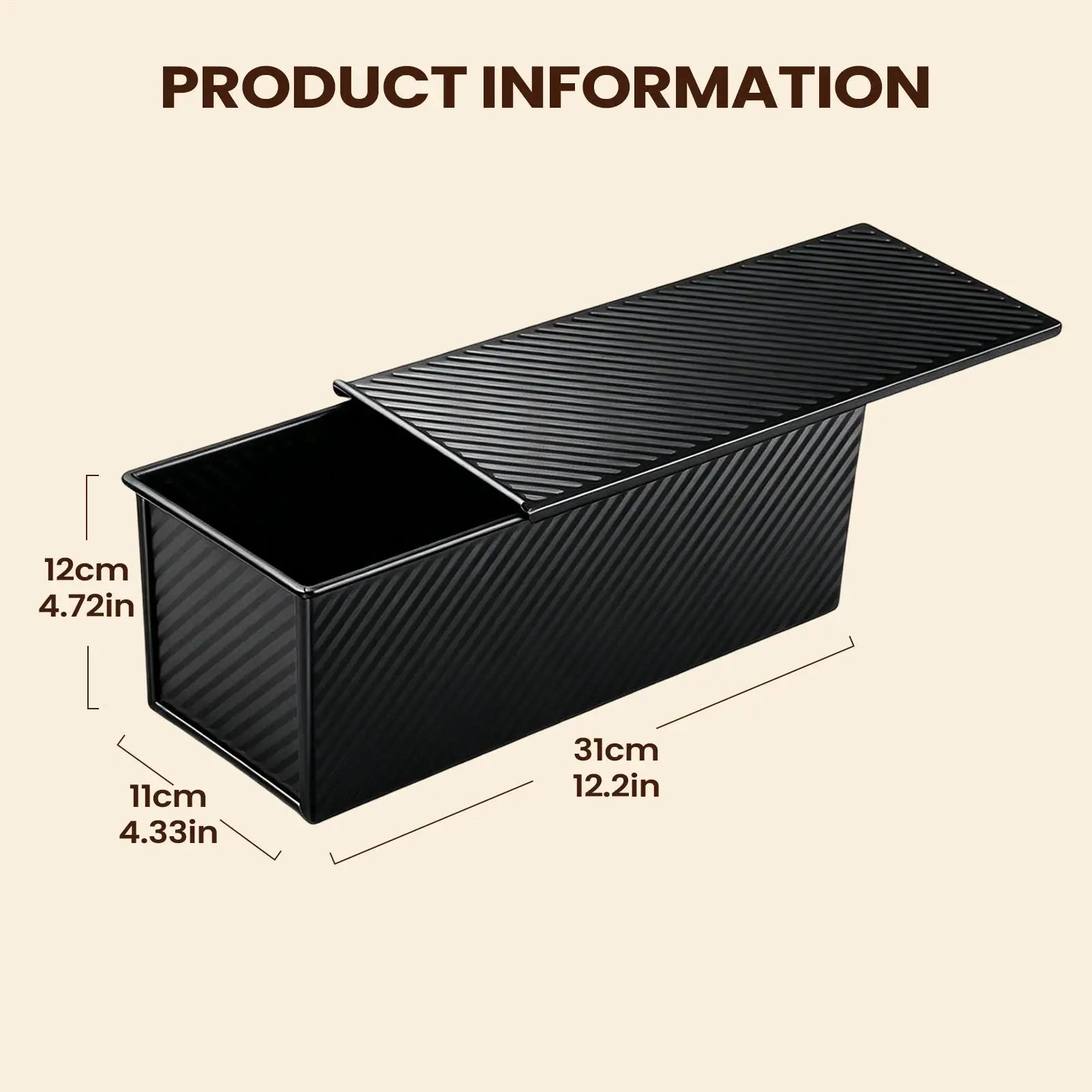 Bread Loaf Pan Lid Non-stick Corrugated Easy Release Carbon Steel Qme