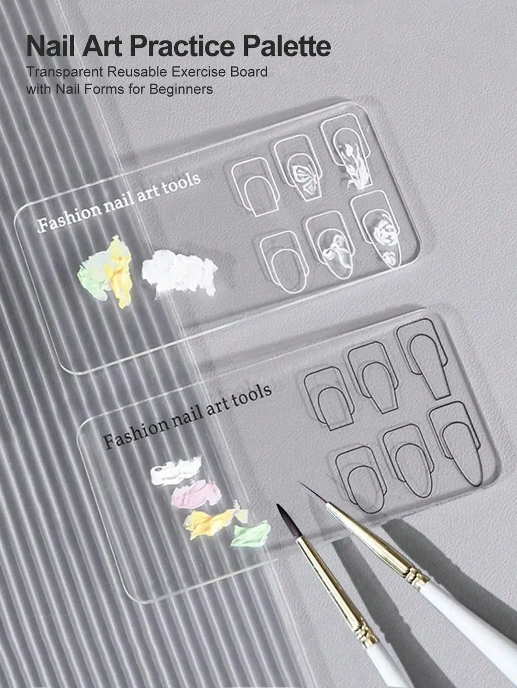 Nail Art Practice Palette Transparent Reusable Stencils Beginners Qme