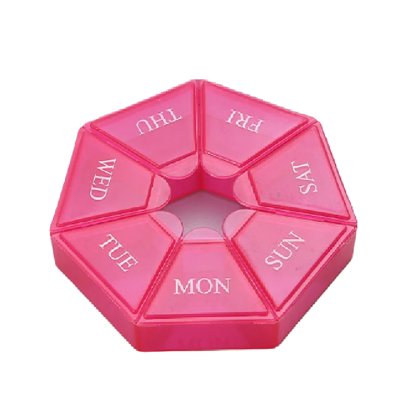 1Pcs Pill Case 7 Days Tablet Candy Pill Box Organizer Portable Storage Tablet Holder Travel Pill Organizer Pill Dispenser Qme Red