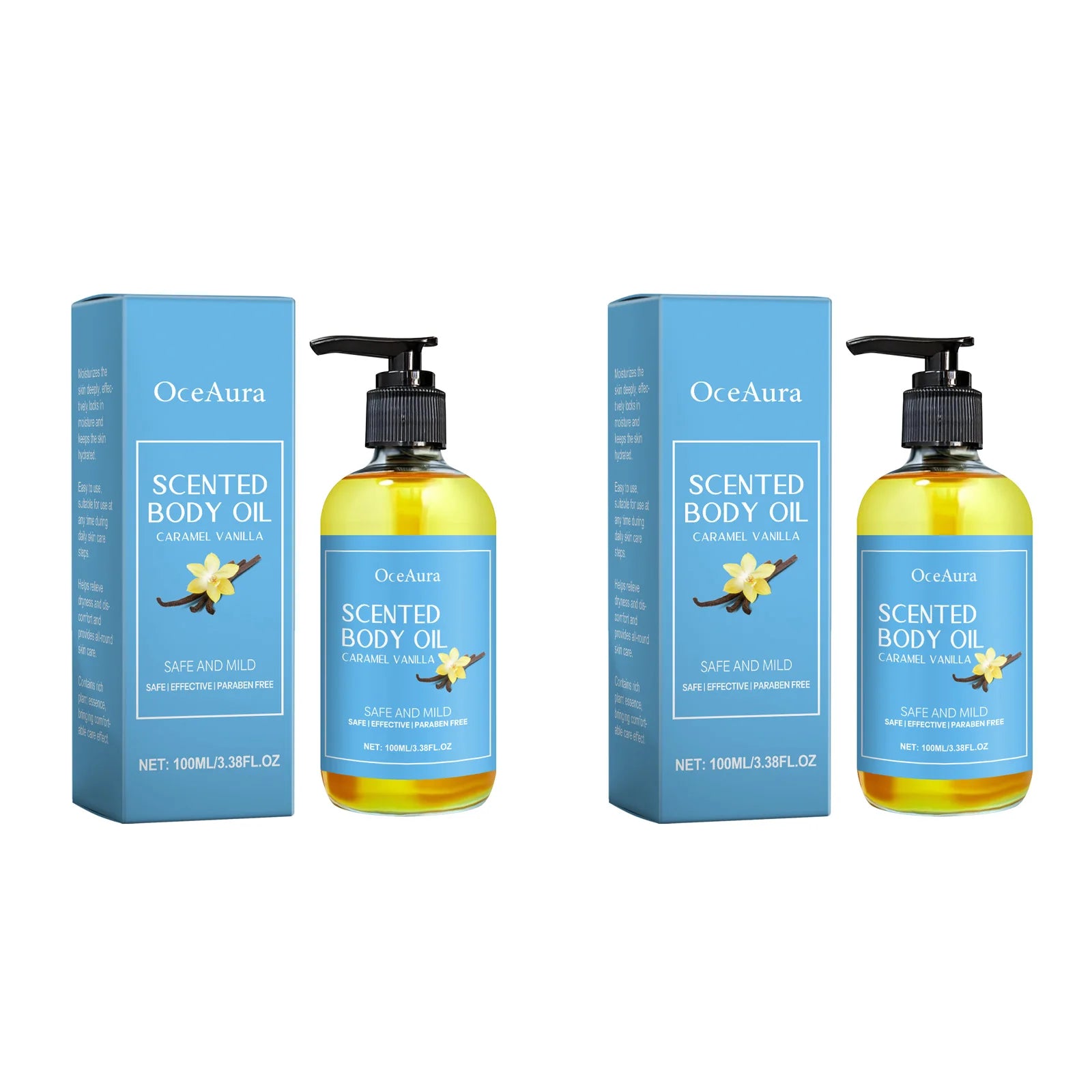 Caramel Vanilla Body Massage Oil Improve Moisturizing Relieve Stress Muscle Relaxing Body SPA Lasting Scent Body Essential Oils Qme 2Pcs