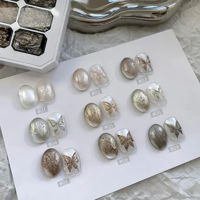9-Color Metallic Platinum Gel Milky White Galaxy UV Nail Polish LED Qme