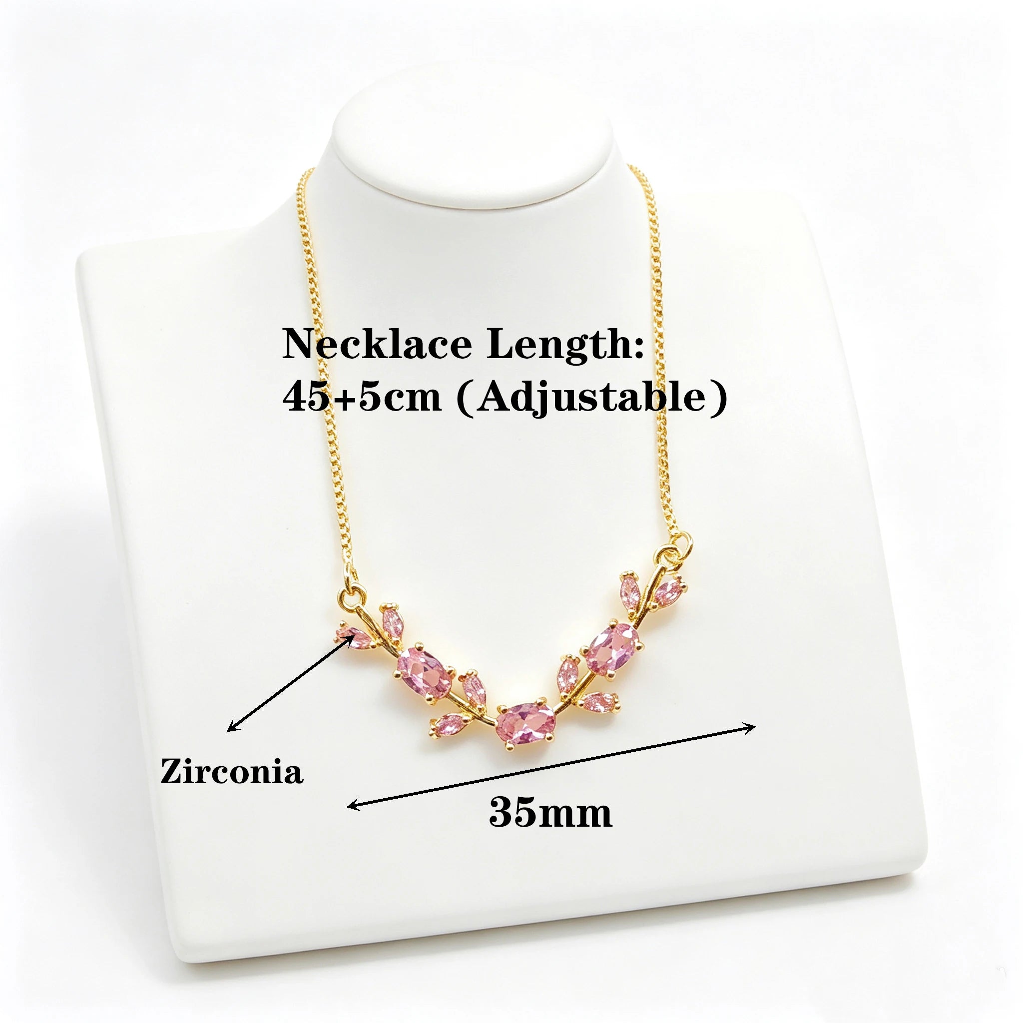 Light Luxury Pink Green Rhinestone Tulip Leaf Vine Flower Necklace Temperament Clavicle Chain Fashion Party Jewelry for Women Qme