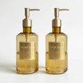 2PCS/SET Kitchen Counter Hand Soap Dispenser, Refillable Dish Soap Bottles with Gold Labels, 500ML/16.9OZ Reusble Pump Bottle Qme gold