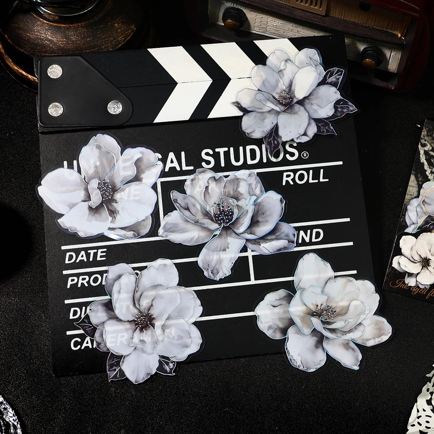 TIANZI 10pcs/pack Ink Dyed Flowers PET Stickers DIY Scrapbooking Materials Vintage Decorative Junk Journal Sticker Stationery Qme