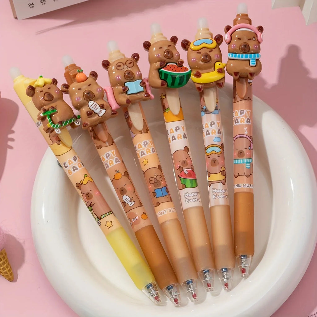 Capybara Erasable Gel Pens, Cute Cartoon Animal Pens For Students Qme