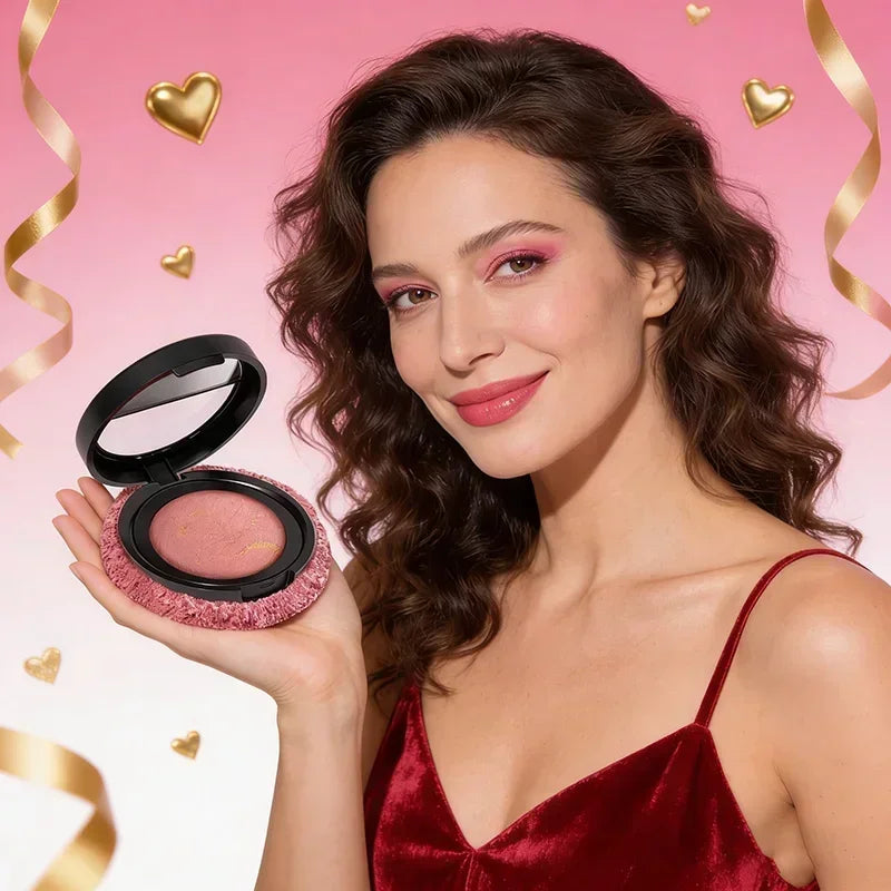 Korean Single Color Shimmer Pearl Blush Powder Natural Face Sculpting Valentine's Day Gift Set Makeup Baking Glow for Women Qme