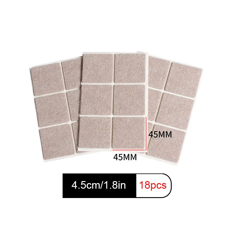 3-72PCS Felt Chair Leg Pads Round Square Floor Protector Self Adhesive Furniture Pads Mute Bumper Pad Home Furniture Feet Mat Qme B-18PCS Beige