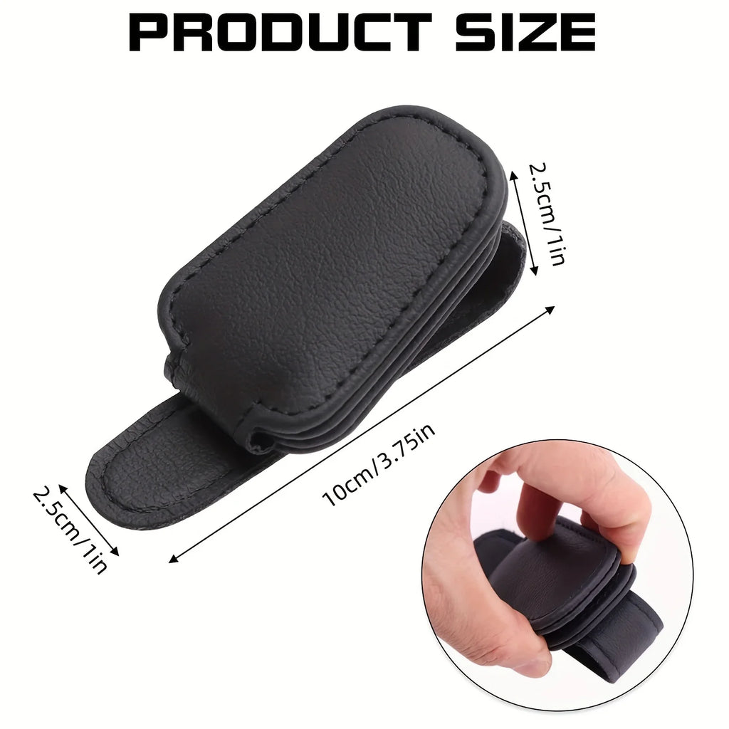 4pcs Sunglasses Holders For Car, Magnetic Genuine Leather Sunglasses Clip For Car Visor, Car Interior Visor Accessories Qme