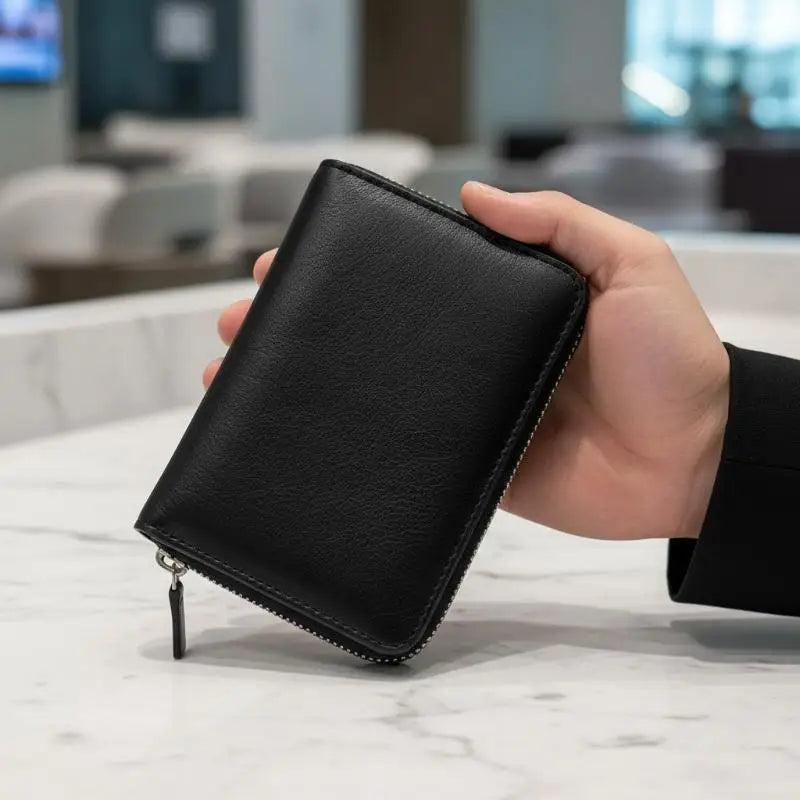 Men Wallets Leather Zipper Purse Man Slim Card Horders Male Short Qme