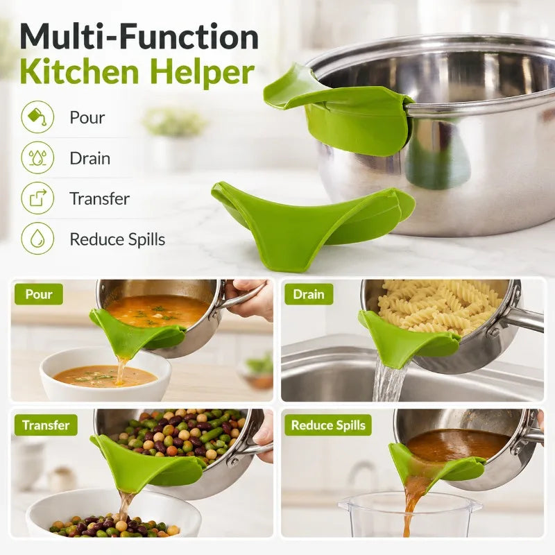 1 Funnel Anti-overflow Silicone Creative Clip-on Filter Pot Bowls Qme
