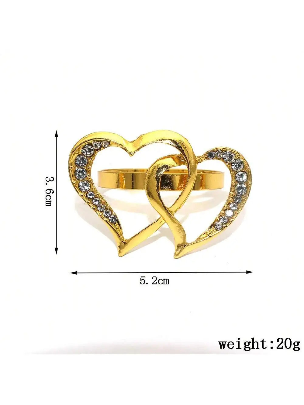 Valentine's Day Napkin Ring Red Heart-shaped Rose Diamond Inlaid Qme Diamond Love