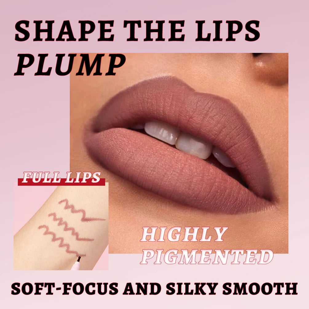 QIBEST Matte Liquid Lipliner Waterproof Lip Plumping Stain Natural Lip Liner Outline Lips Contour Pen Long Lasting Cosmetics Qme