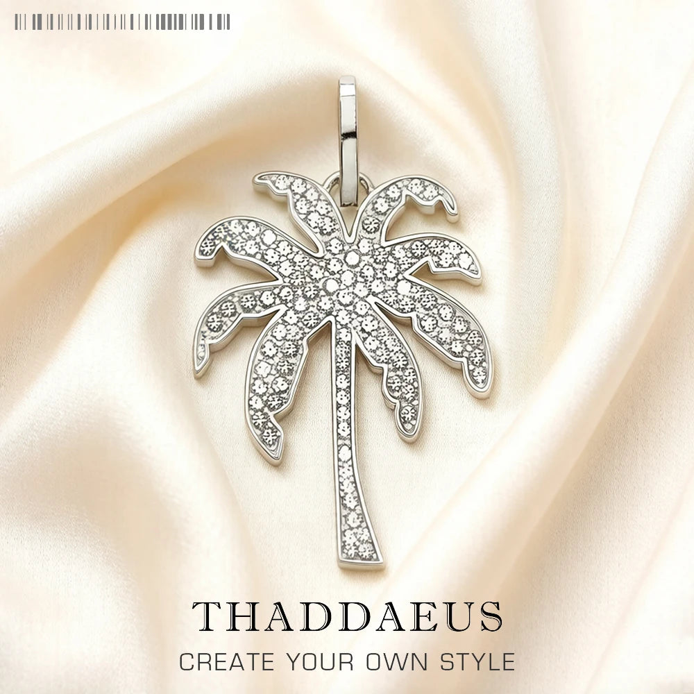 Pendant Palm Tree Pave Brand New Fashion Jewelry Europe 925 Sterling Silver Accessories Gift For Women & Men Qme Default Title
