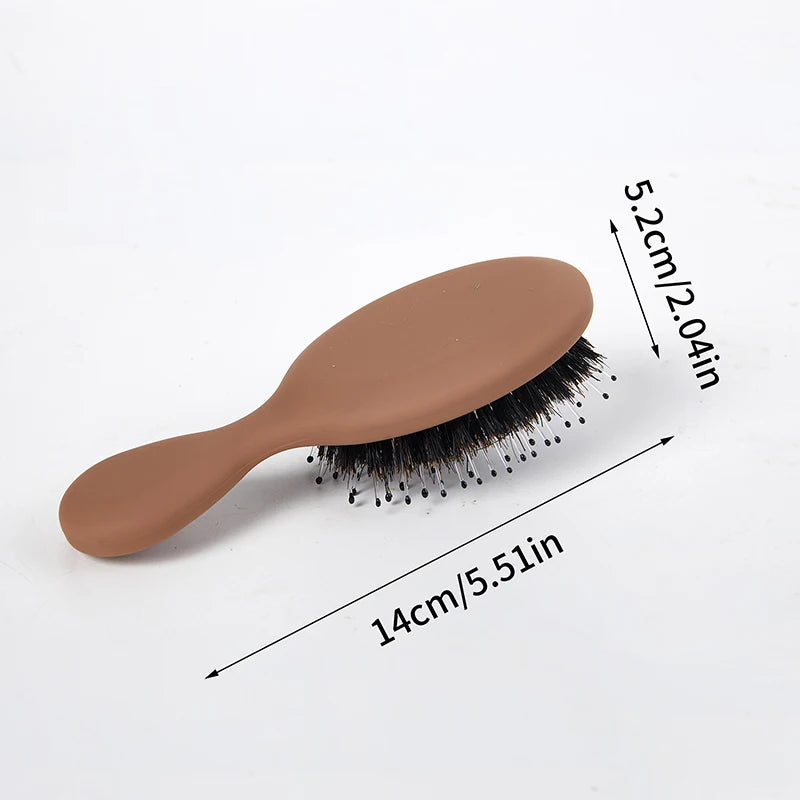 Oval Boar Bristle&nylon Hair Comb Mini Anti-static Scalp Massage Qme