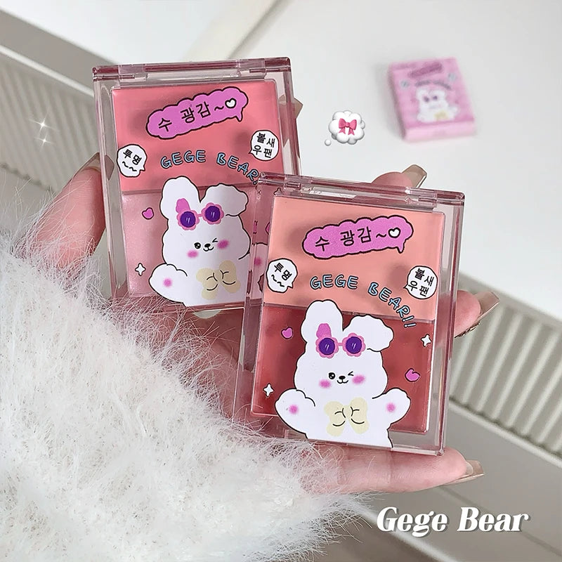 Gege Bear Watery Two-color Blush Palette Moisturizing Expandable Qme