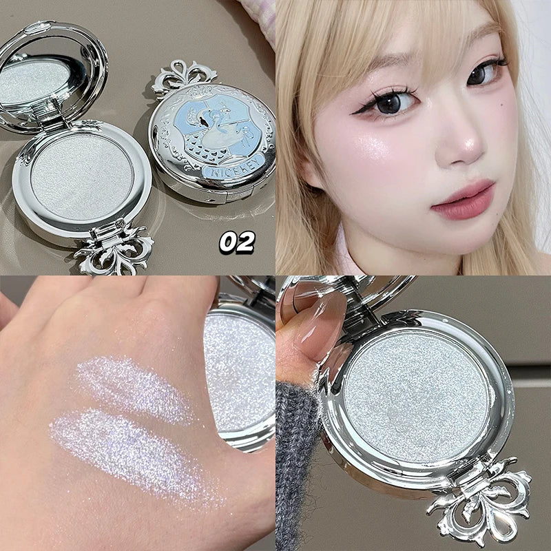 NICEKEY Monochrome Highlighter Champagne Gold Glitter Brighten Shiny Eye Makeup Diamond Shimmer Eyeshadow Palette Contouring Qme