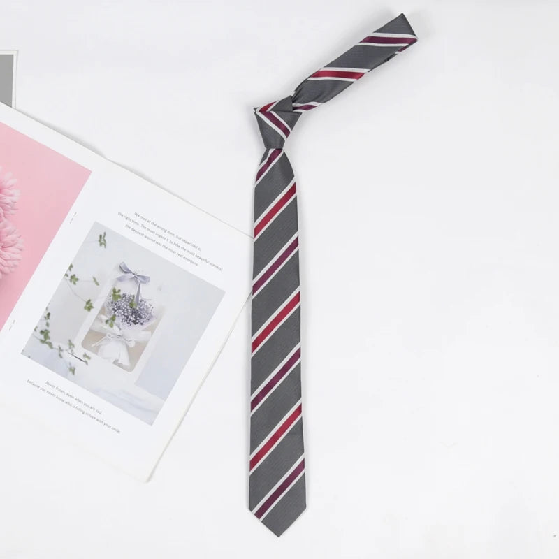 Women Men's Luxury Tie Classic 6cm Jacquard Burgundy Stripes Necktie Daily Wear Cravat Wedding Dress Accessories Gifts for Man Qme