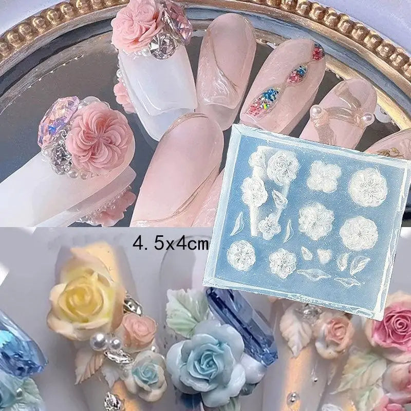 3D Floral Bow Design Manicure Decor Tools Silicone Nail Mold Stamping Qme A3