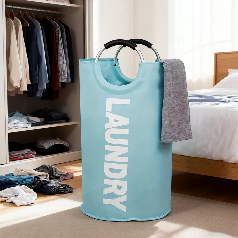 Oxford Fabric Waterproof Laundry Bag Dirty Clothes Storage Basket Qme 90L Blue