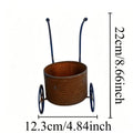 Rustic Iron Wrought Small Trolley Planter Distressed Four-leaf Clover Wheeled Flower Pot Creative Decorative Piece for Balcony Qme Cart-style planter