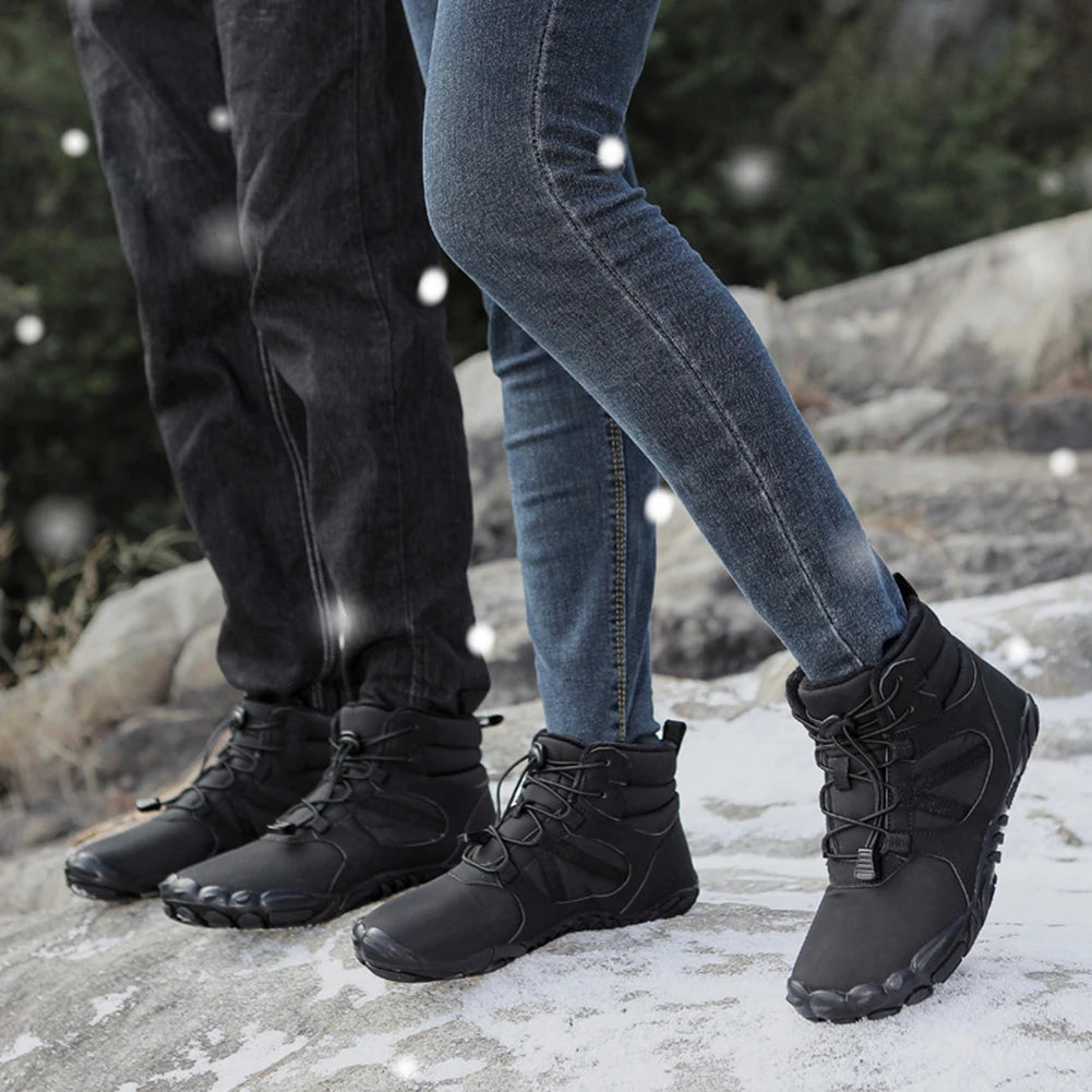 Winter Snow Boots Winter Jogging Sneakers Non Slip Casual Barefoot Shoes Waterproof High Top for Outdoor Travel Qme