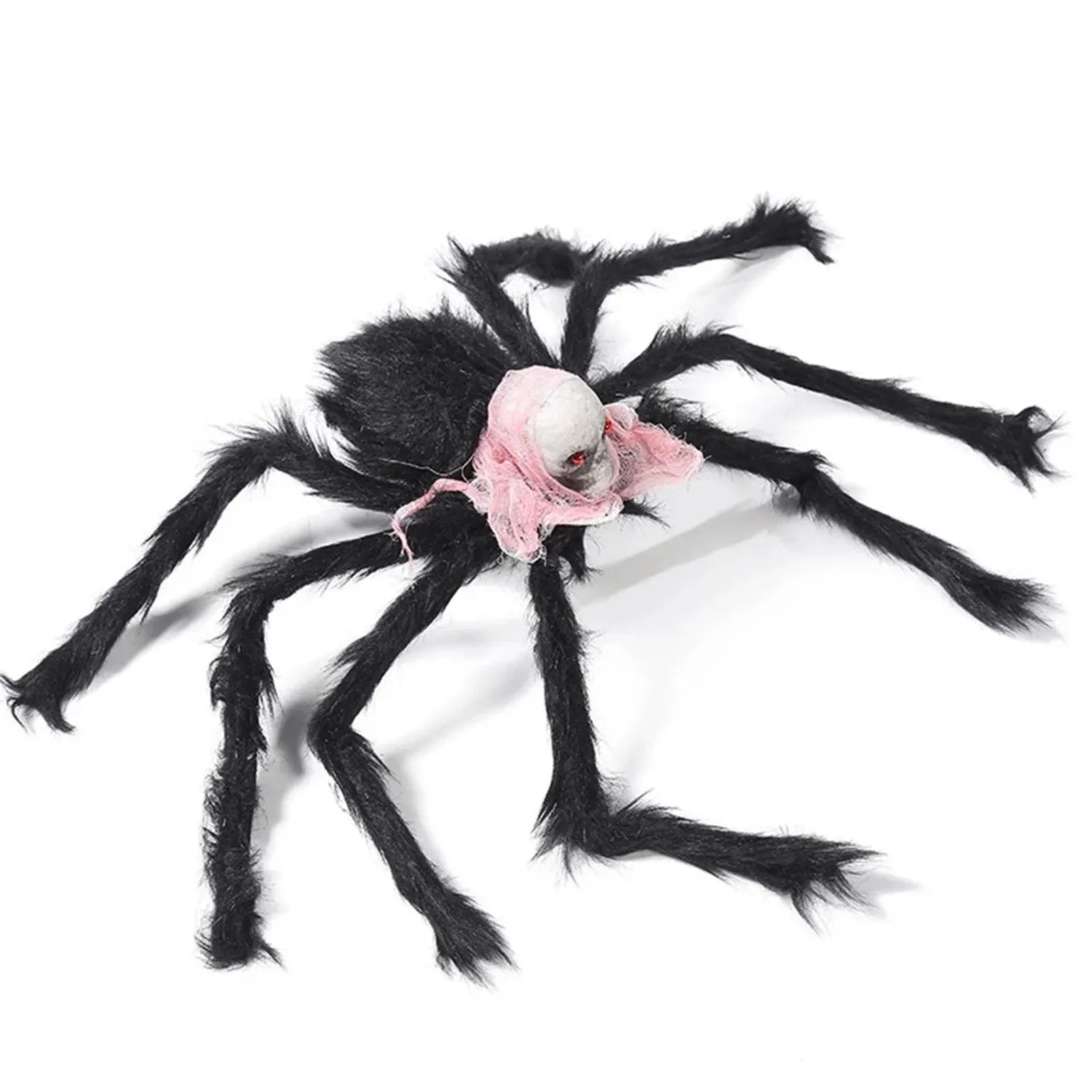 Realistic Skull Black Plush Spider Halloween Festival Horror Props Ceiling Party Haunted House Decorations Qme