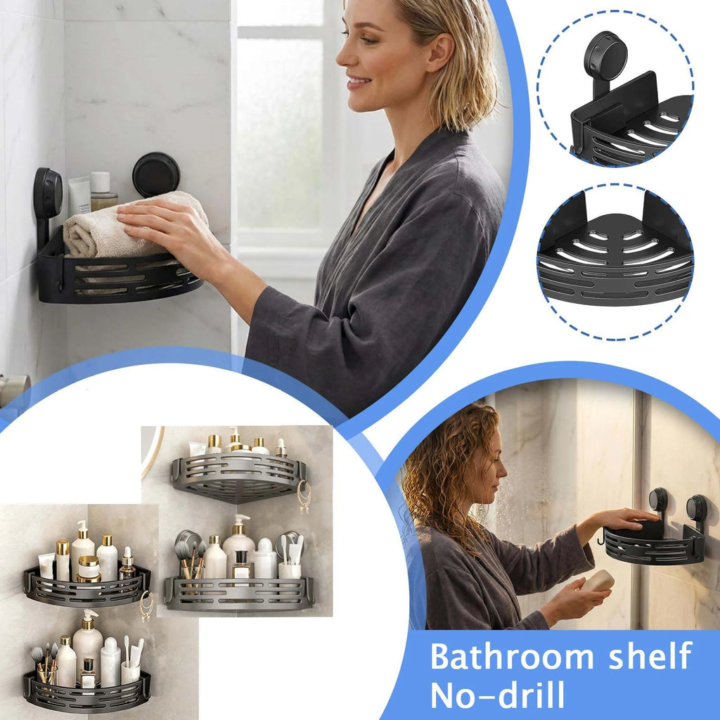 Suction Cup Corner Shelves No Drilling Bathroom Storage Rack Shower Shelf Suction Cup Caddy Corners Organizer Storage Rack Qme