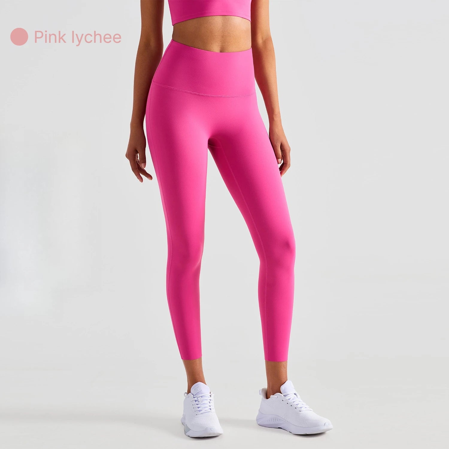 A Solid color yoga high waisted legs women's sports pants, hip lifting sports pants, fitness gym comprehensive training, jogging Qme Pink Lychee L