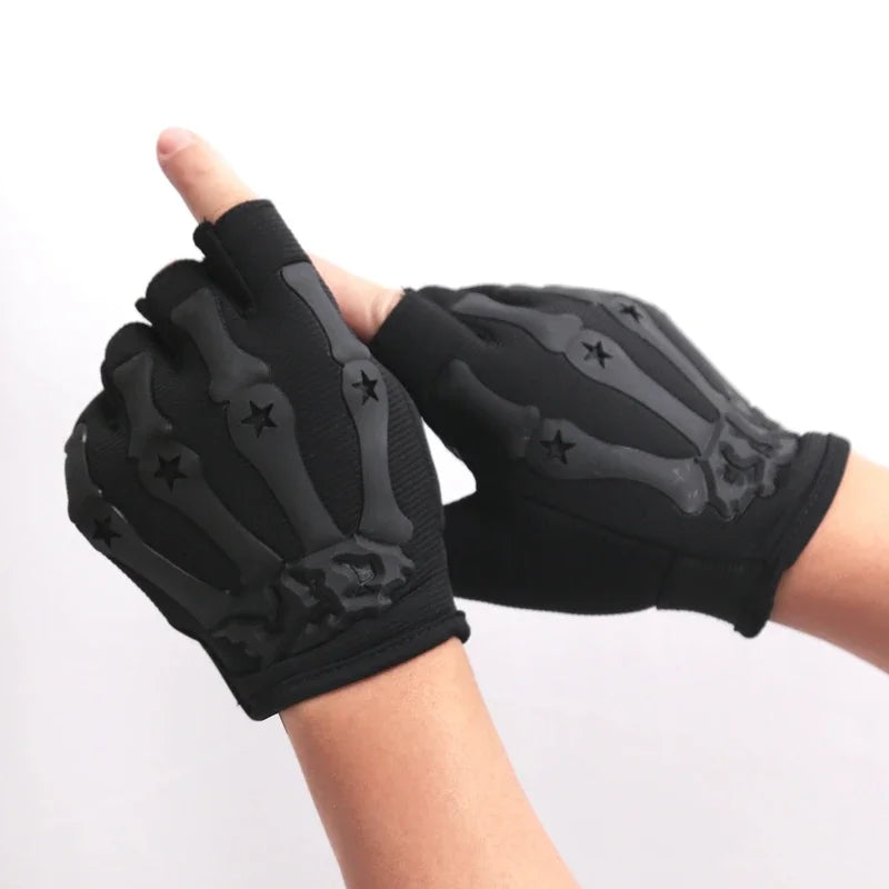 Men Riding Fingerless Gloves Non-slip Half Finger Tactical Gloves for Motorcycle Cycling Hiking Hunting Outdoor Sports Mittens Qme
