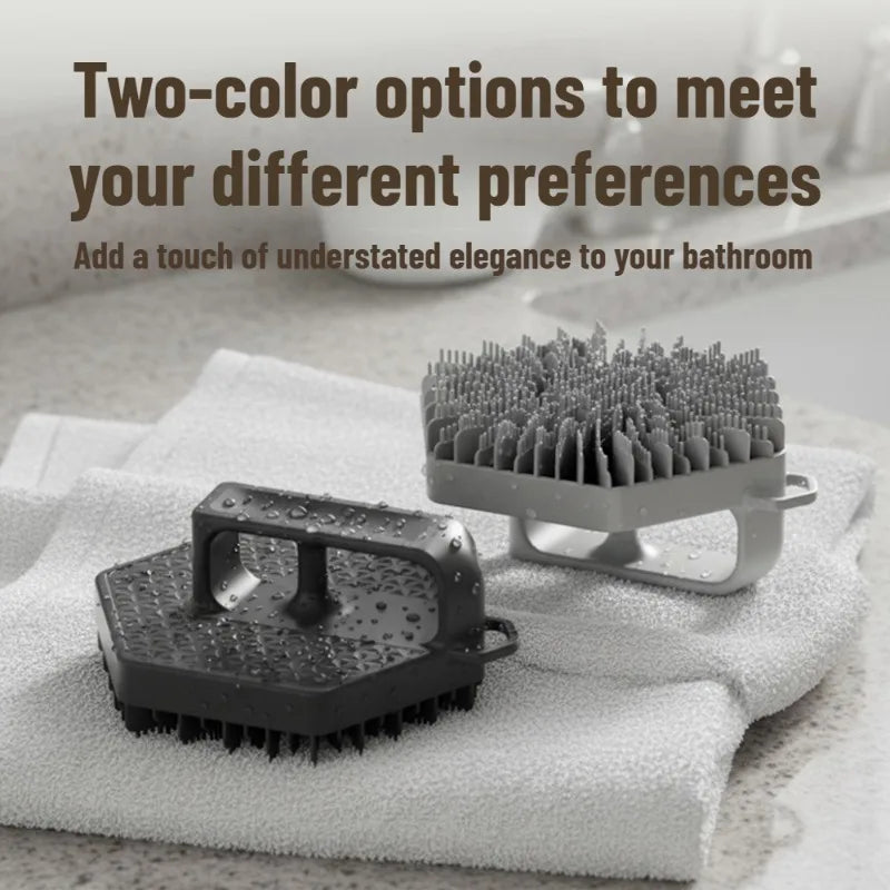 Premium Silicone Shower Brush Rotating Massage Back Scrubber Soft Qme