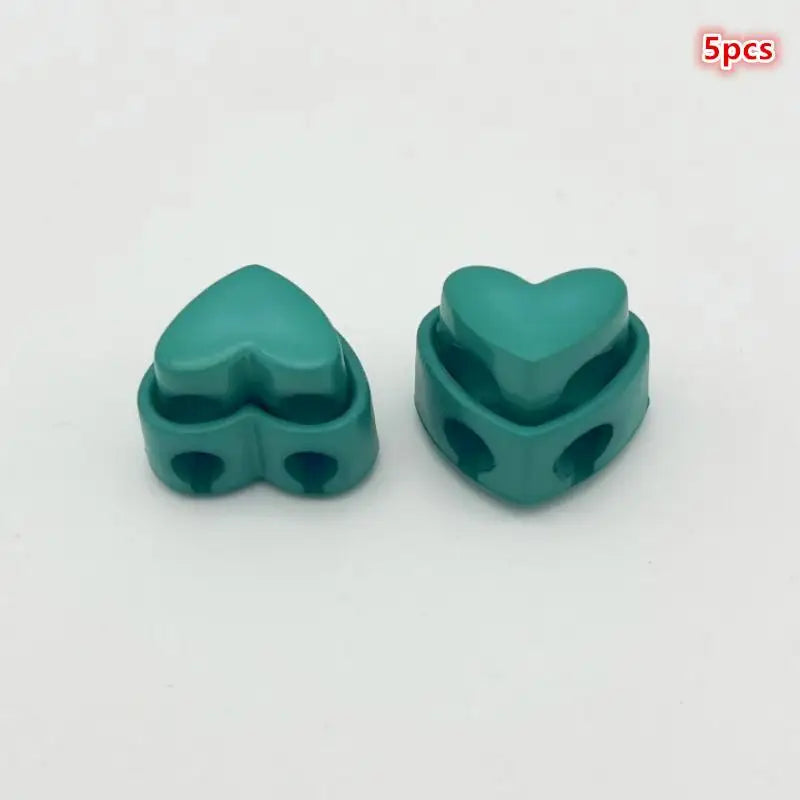 5pcs Colorful Garment Stoppers Heart-Shaped Plastic Cord Locks Double Hole Spring Toggle Anti-slip Stoppers Garment Accessories Qme lake green