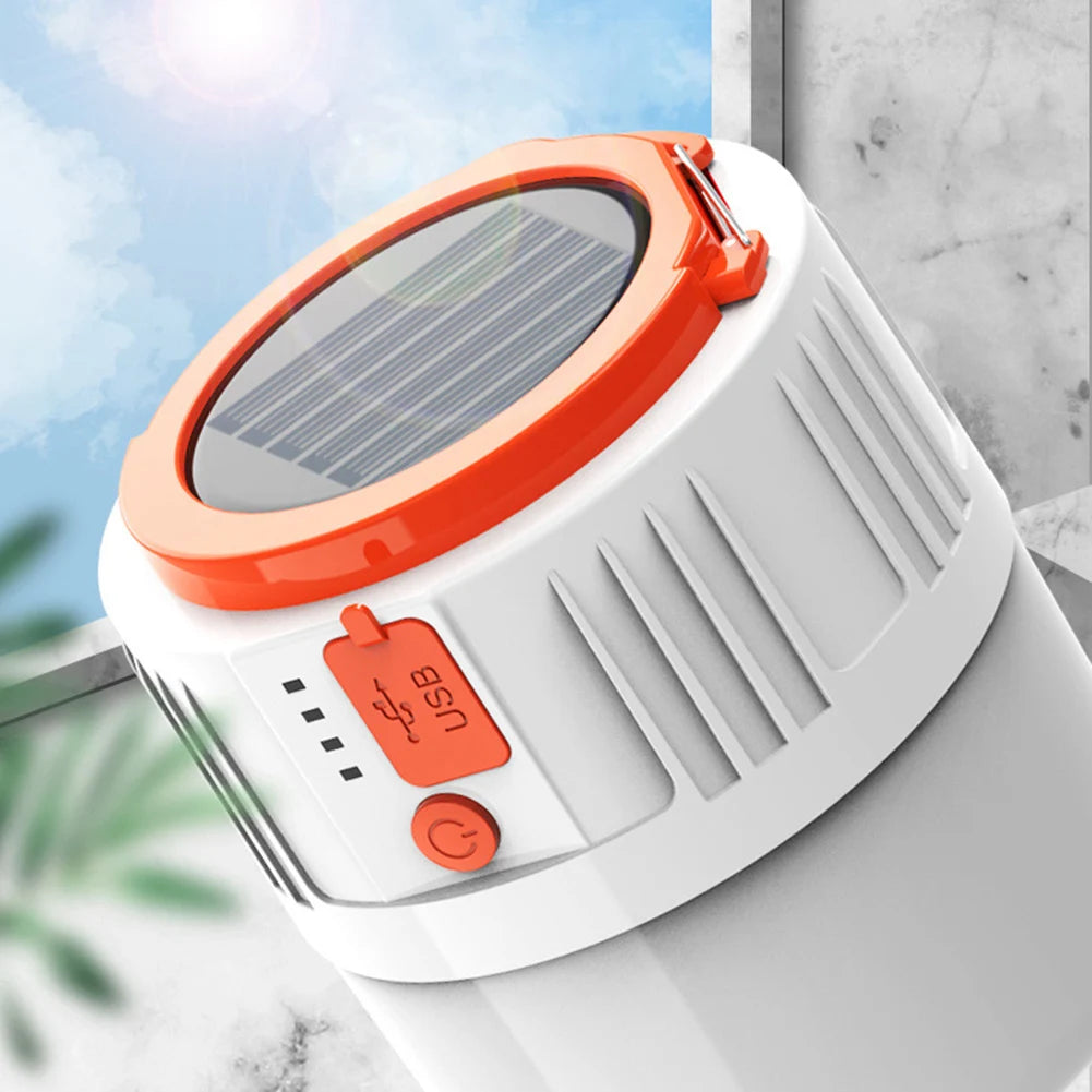 Super Bright Camping Light Bulb Solar LED 5 Lighting Modes USB Rechargeable Power Bank Outdoor BBQ Tents Hanging Emergency Light Qme