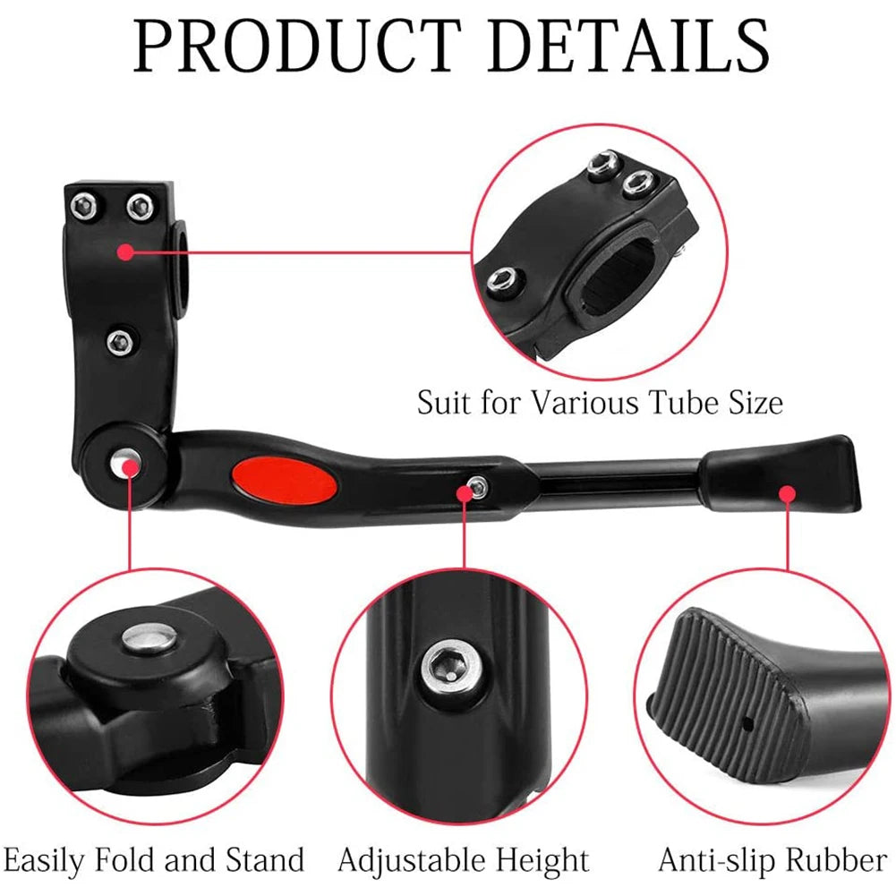 Adjustable Bike Kickstand Aluminum Alloy Non-Slip Rear Side Bicycle Kick Stand for 22 24 26 27 Road Bike/BMX/MTB Qme