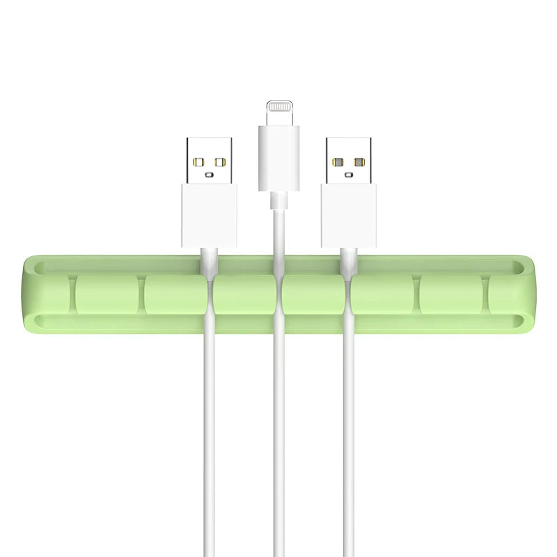 Desktop Charging Data Line Fixator Multiport Storage Line Tabletop Cable Organizer Smart Device Charging Wire For Mouse Cables Qme Green 7 holes