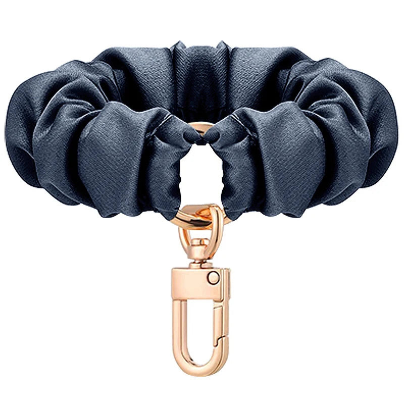 Adjustable Wristband Leather Scrunchie Keychain Sleek Keyring Qme A4