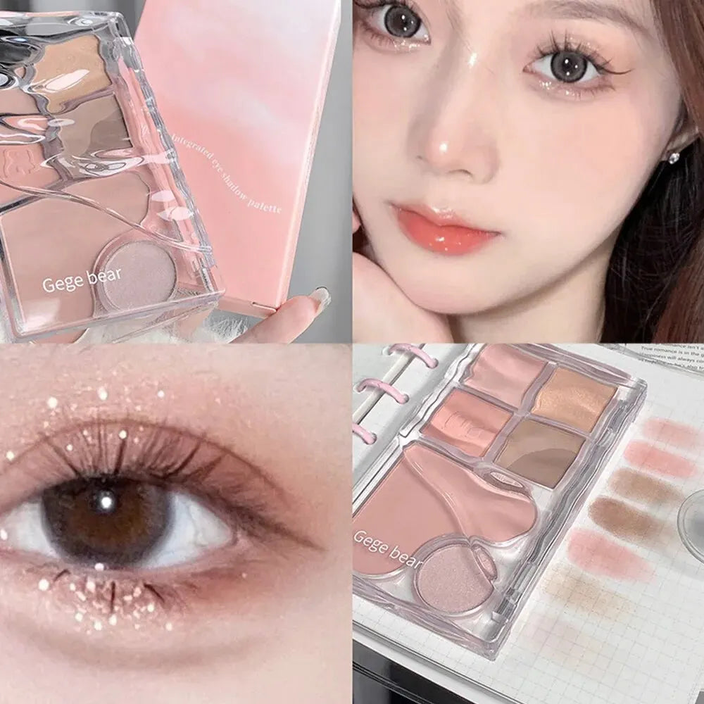Pinky Heart Gege Bear Eyeshadow Palette Matte Pearlescent Earth Qme