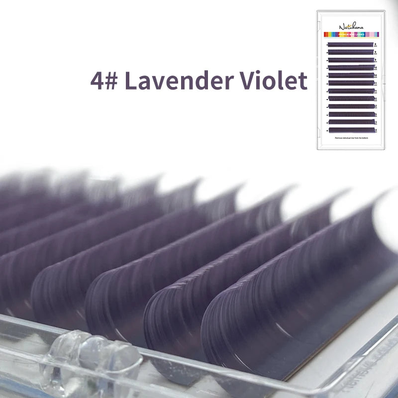 NATUHANA Colored Eyelash Extension Individual Colorful Lash Makeup Qme lavender D 0.07mm|Mix 12Rows