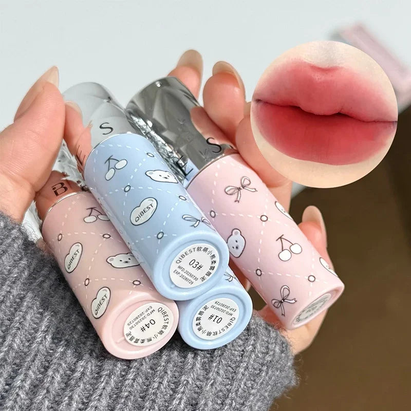 QIBEST New 4 Colors Velvet Matte Ink Lipgloss Lasting Sexy Red Lip Gloss Non-stick Cup Lipstick Waterproof Lip Stain Tint Makeup Qme