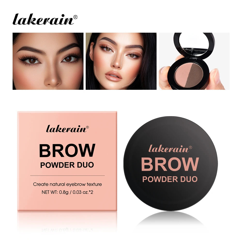 Dual-color Eyebrow Powder Ash Brown Contour Shadow Three-dimensional Eyebrow Shape Waterproof Natural Compact Powder Palette Qme