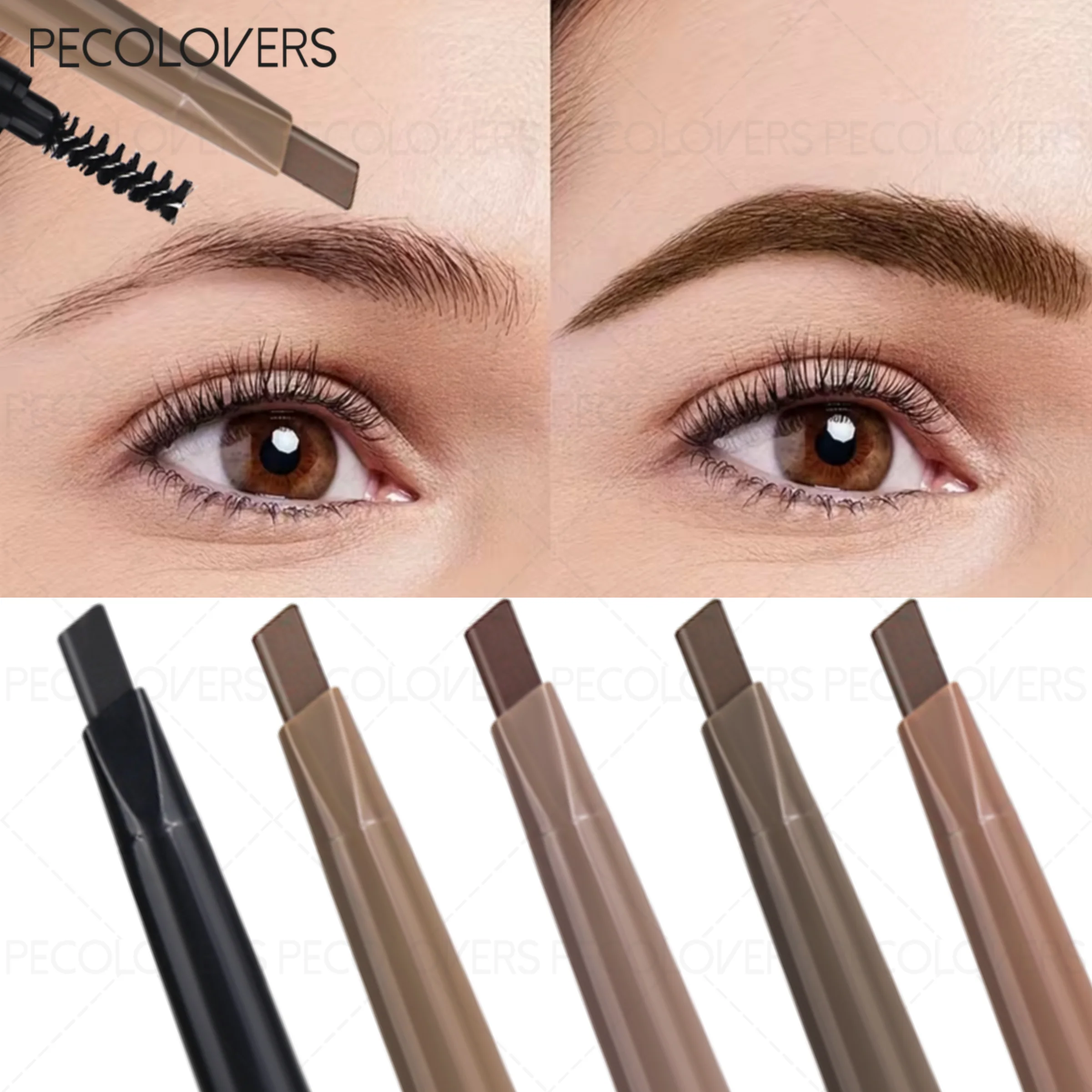 Dual-ended Eyebrow Pencil Brush Water Drop Pen Tip Spiral Head Design Qme