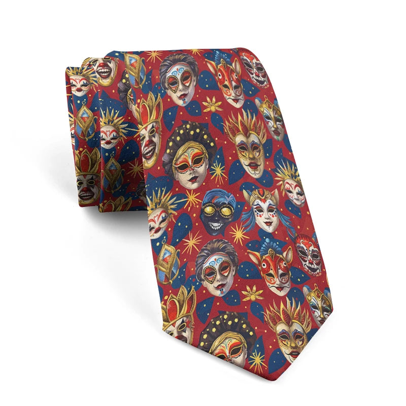 Personalized Printing Mask Pattern Tie Creative Novelty Men's Funny Qme style1