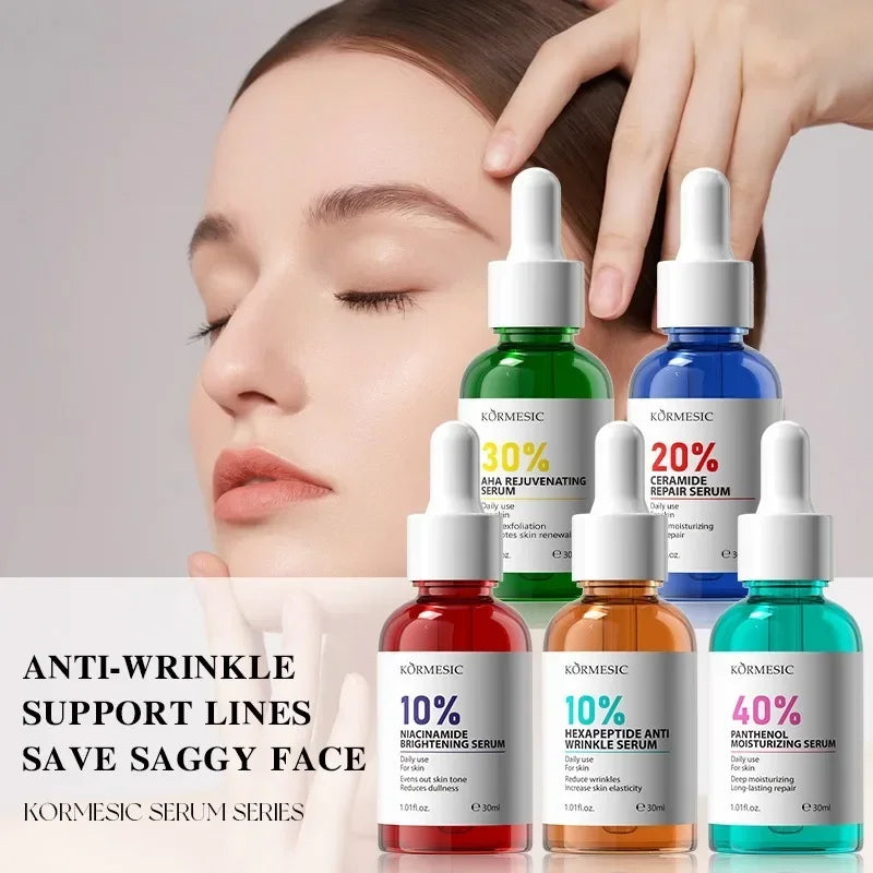 AHA Rejuvenation Niacinamide Brightening Face Serum Hexapeptide Ceramide Panthenol Essence Anti Wrinkle Nourishing Skin Care Qme