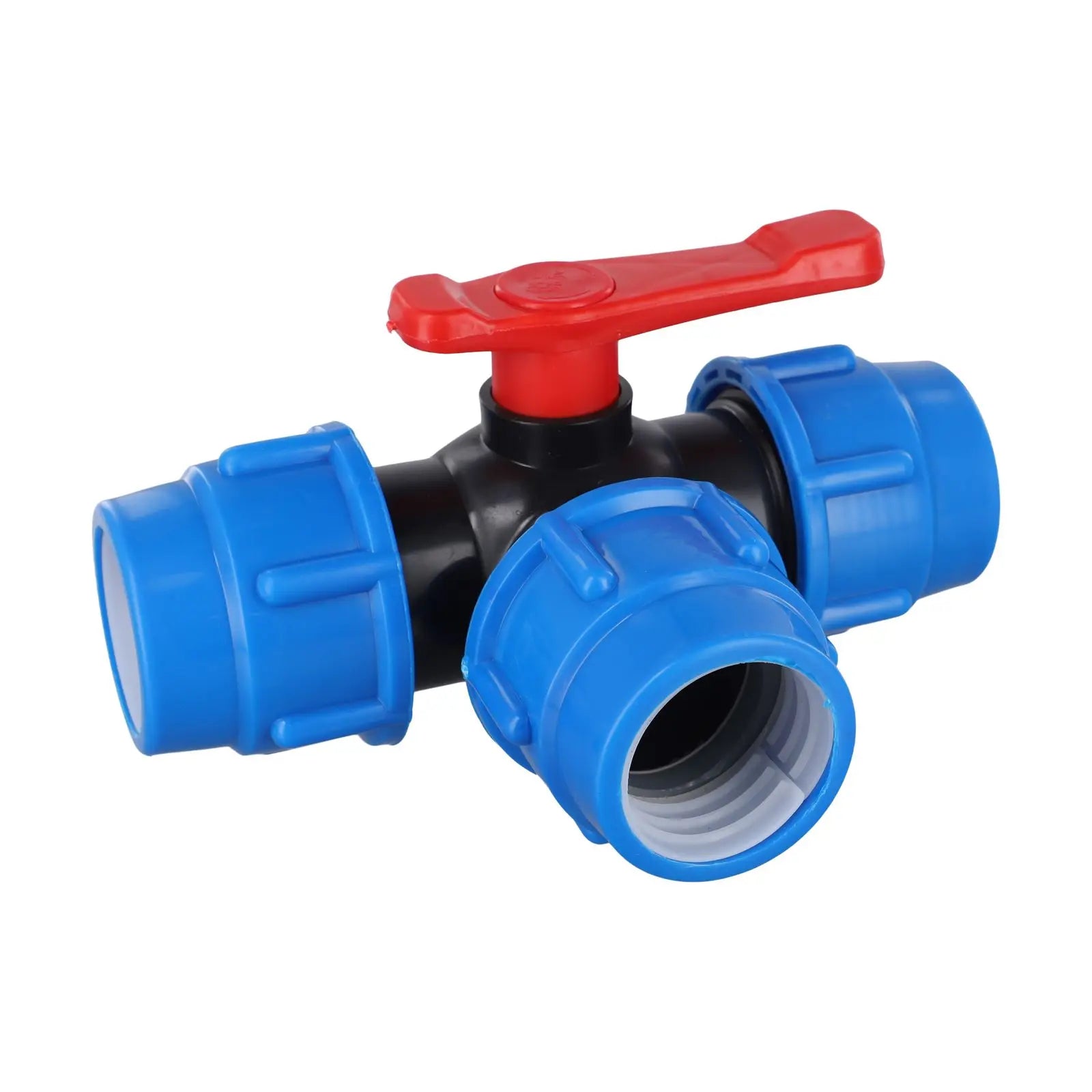 20/25/32/40/50mm PE Pipe Faucet Diverter 3-Way Ball Valve Ball Valve Garden Lawn Irrigation Water Pipe Fitting Qme 50mm