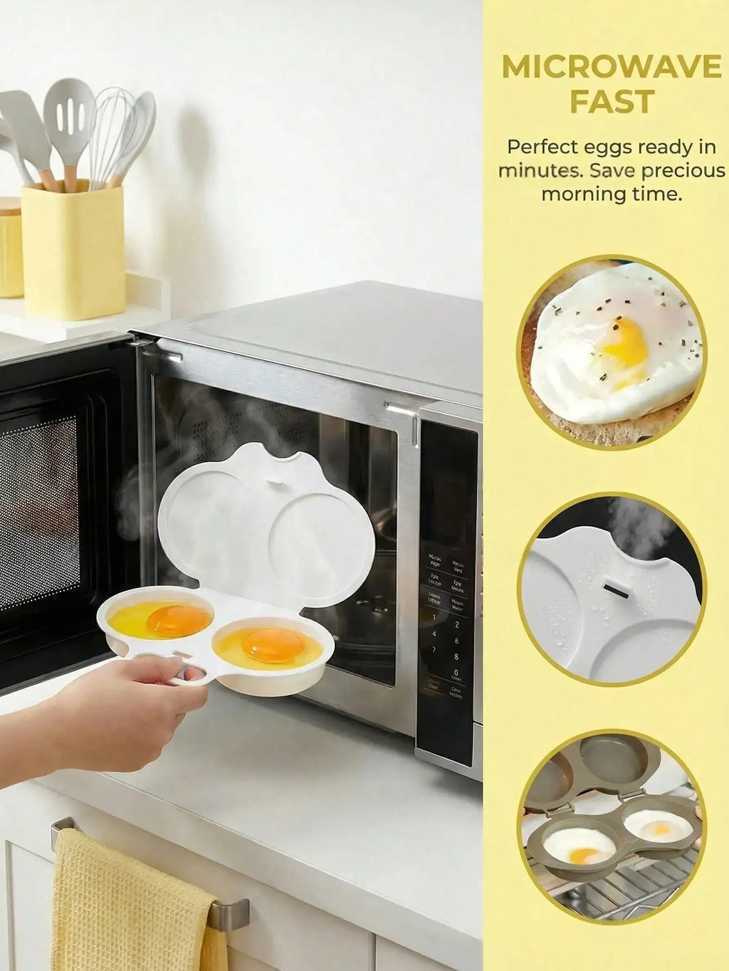 Microwave Egg Boilers Water Reusable Non Electric Double-layer Cup Qme