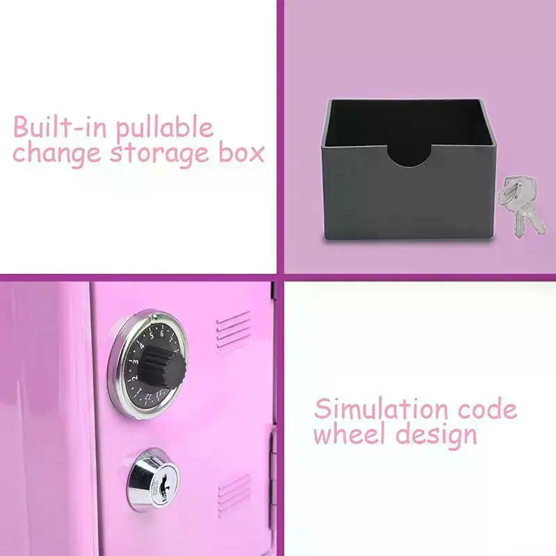 Mini Metal Safe Piggy Bank With Combination Lock And Key Access For Kids Saving Storing Small Valuables Home Office Use Qme