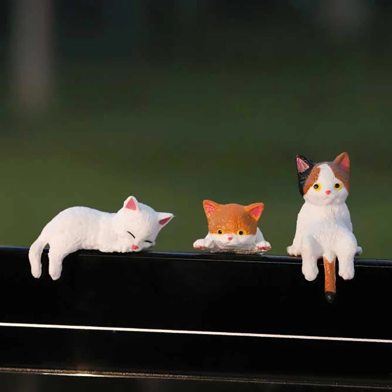 Cute Mini Cartoon Car Cat Ornaments Screen Edge Decoration Micro Qme