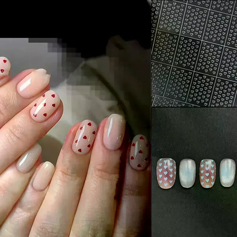 Reusable Hollow Out Love Star Nail Art Adhesive Sticker Template Qme