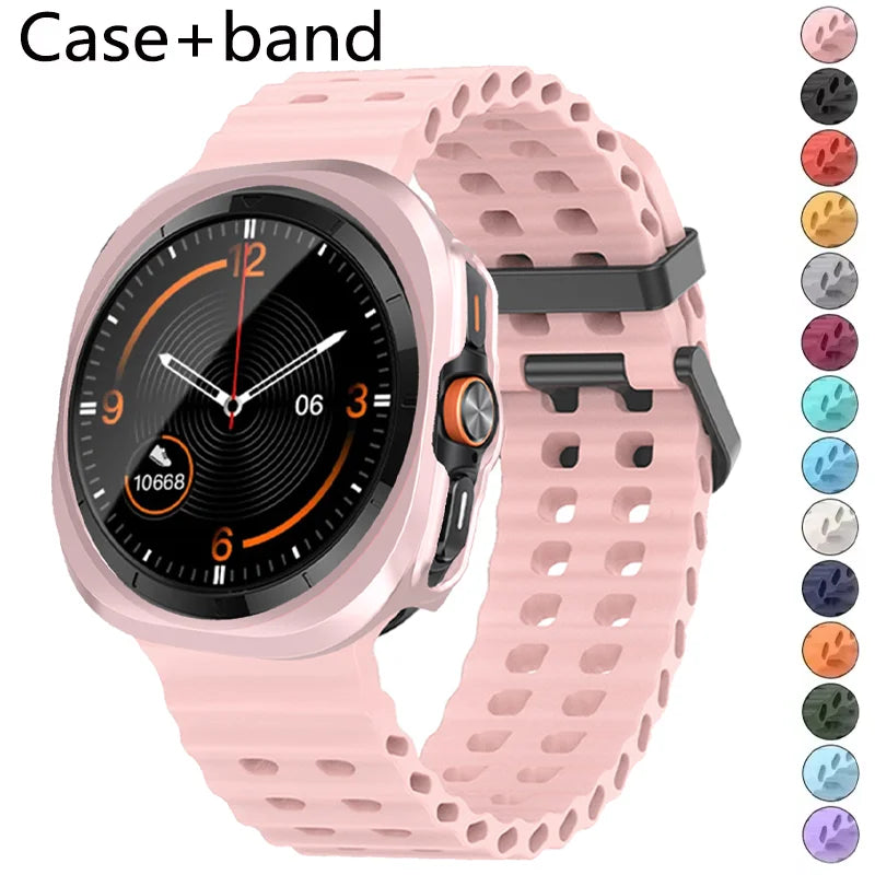 Case+Strap for Samsung Galaxy Watch 7 Ultra 47mm Sport Silicone Band Bracelet PC Case Protective Cover for Galaxy Watch 7 Ultra Qme