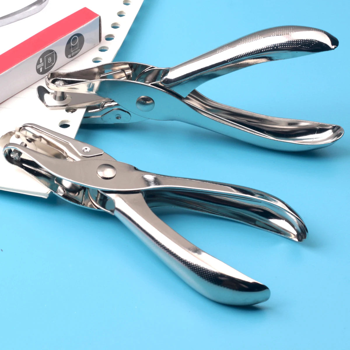 3/6mm Single Hole Punch 8 Sheet Capacity Diameter Hole Puncher Hand Paper Scrapbooking Punches for Home Office School Supplies Qme